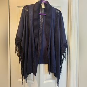 Chico's Blue Faux Suede Ruana/Wrap One Size